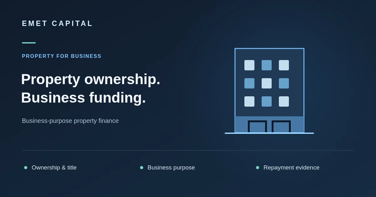 Property for business illustration highlighting ownership and title, business purpose and repayment evidence